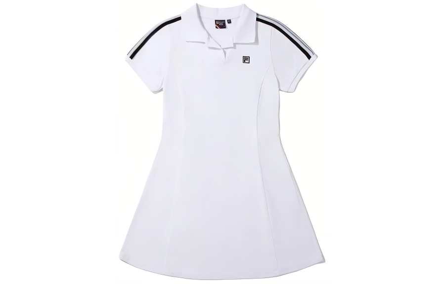 FILA Short Sleeved Dresses Women's White Lapel Moderate Short