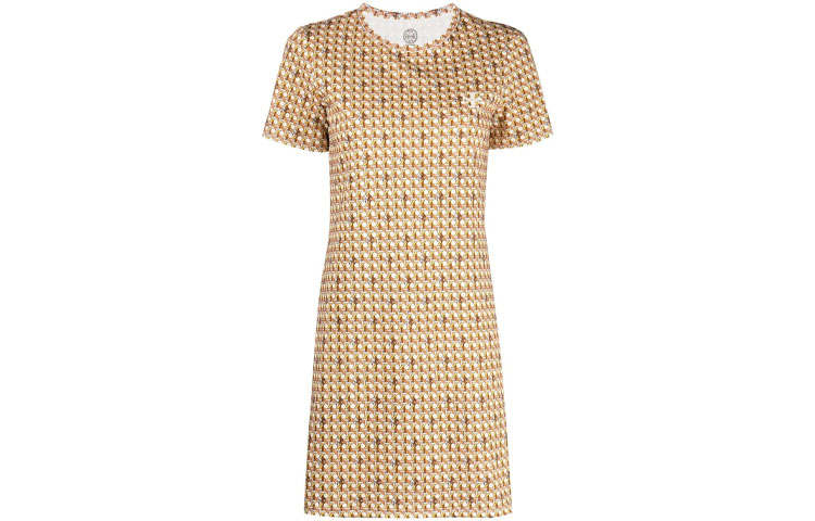 TORY BURCH Short Sleeved Dress Women's Light Umber