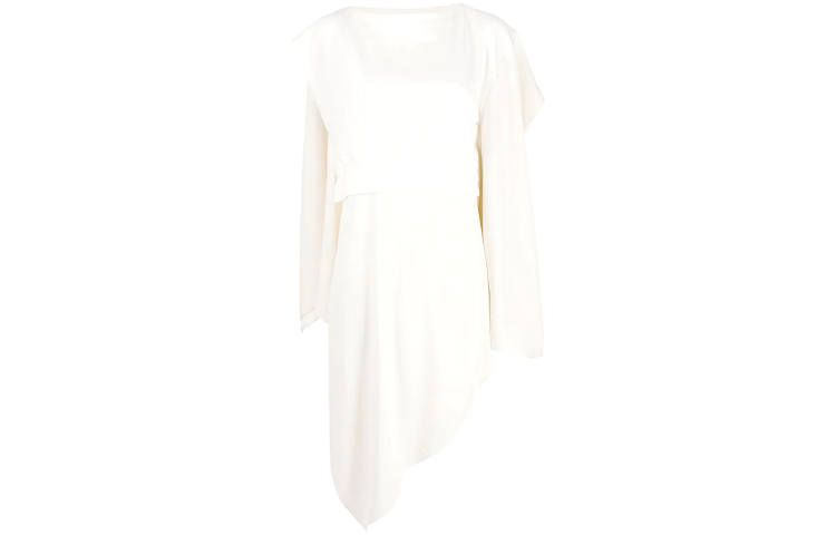 MM6 Maison Margiela Short Sleeved Dresses Women's White Crew Neck