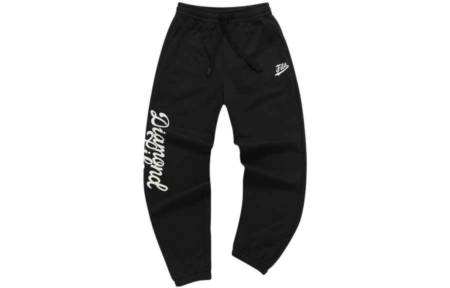 FILA FUSION Knitted Sweatpants Women's Jet Black Moderate Cuffed Pants