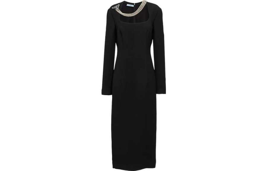 PRADA Prada necklace-embellished Cady dress