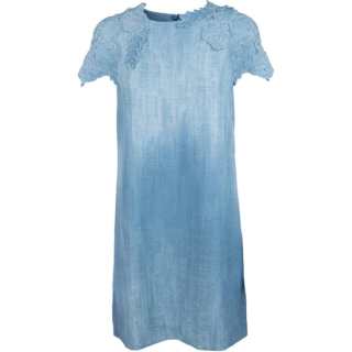 Ermanno Scervino Lace-Trimmed Denim Midi Dress