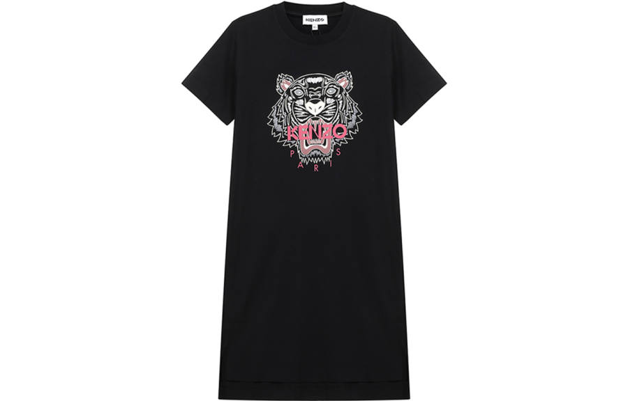 KENZO Short Sleeved Dresses Women's Black Crew Neck Moderate