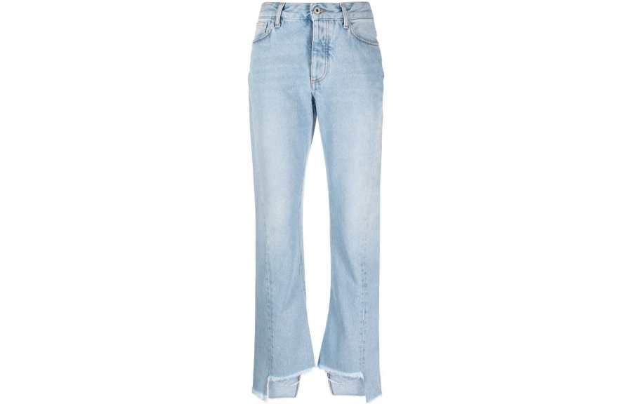 OFF-WHITE OFF WHITE Frayed Edge Straight Leg Skinny Jeans