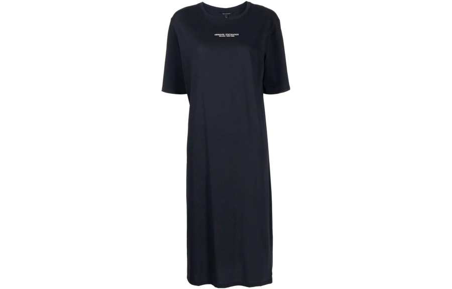 Armani Exchange logo-print side-slit T-shirt dress