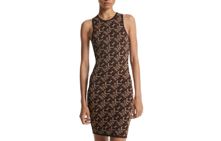 MICHAEL KORS Empire Signature Logo Jacquard Tank Dress