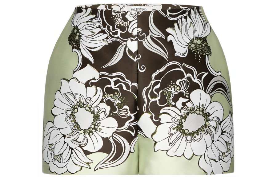 Valentino Plants & Flowers Casual Shorts Women's Green