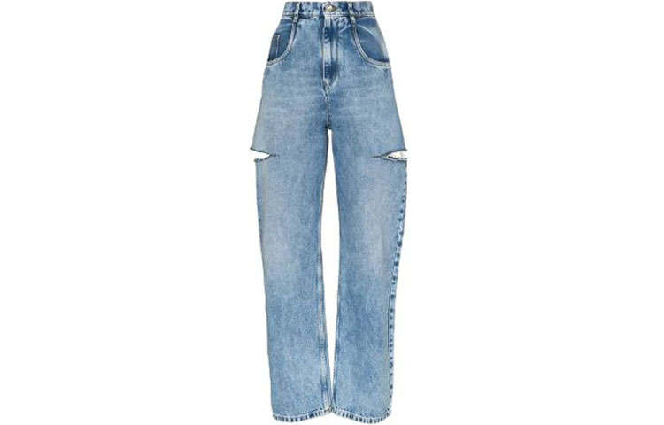 Maison Margiela Mid-Rise Cut-Out Detailed Jeans