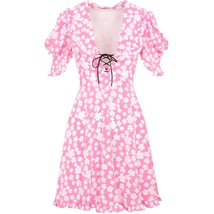 MIU MIU SS22 Short Sleeved Dress Women's Pink