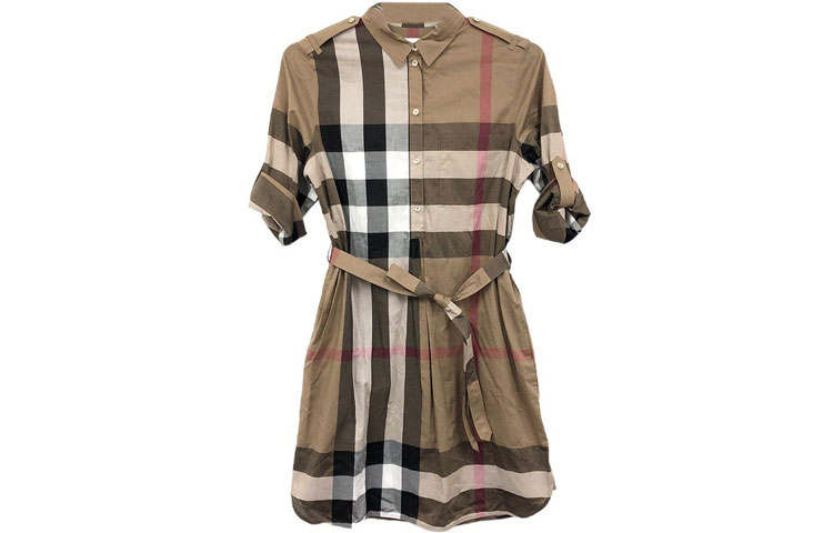 Burberry SS22 Women's Check Dress Brown