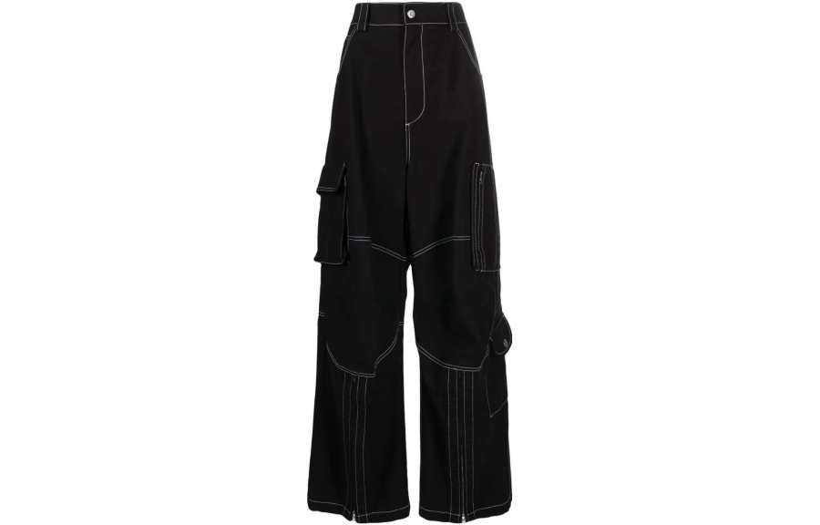 WE11DONE Cargo Pants Women's Black Moderate Wide Leg Pants