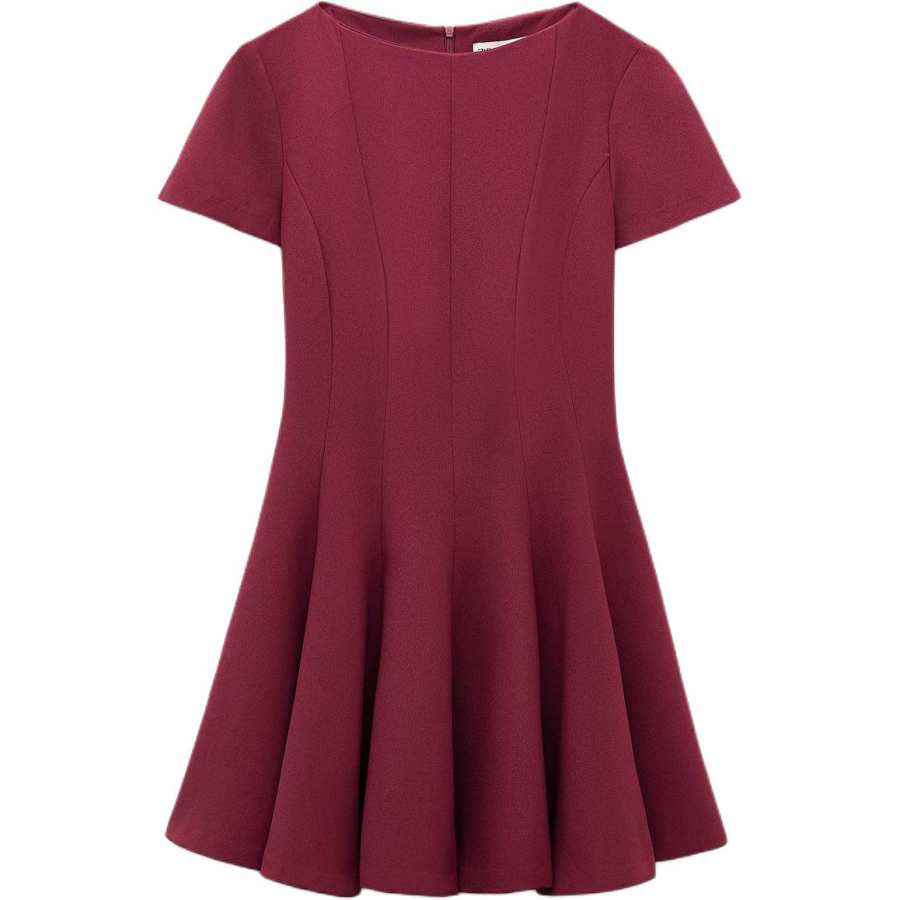 ZARA ZW Short Sleeved Dress Women's Burgundy