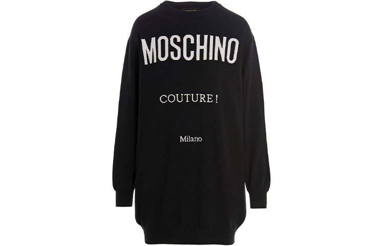 MOSCHINO Long Sleeved Dresses Women's Black Crew Neck