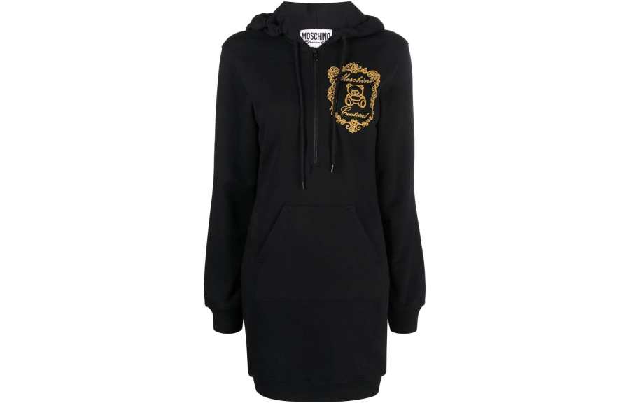 MOSCHINO Long Sleeved Dresses Women's Black Hooded Moderate Mid Length