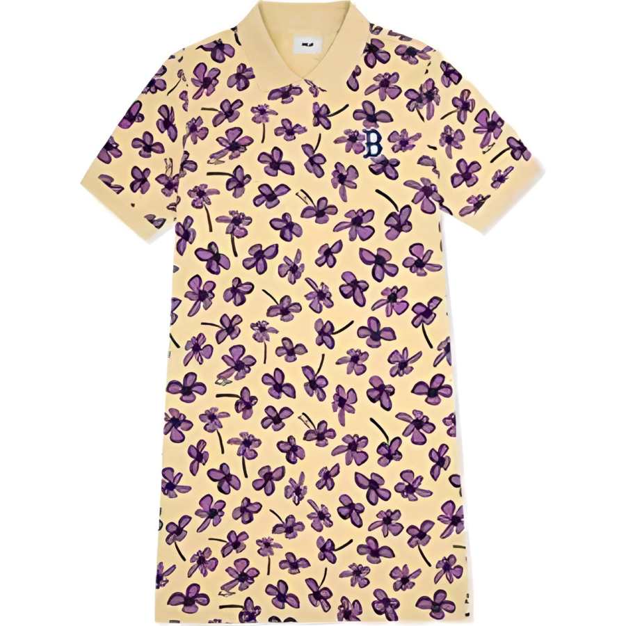 MLB Short Sleeved Dress Women's Dark Skin Beige