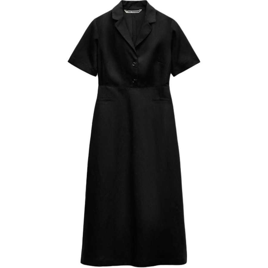 ZARA ZW Short Sleeved Dress Women's Black