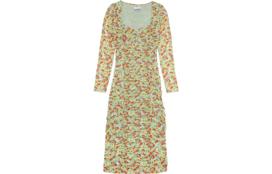 GANNI FW22 Long Sleeved Dress Women's Light Multicolor