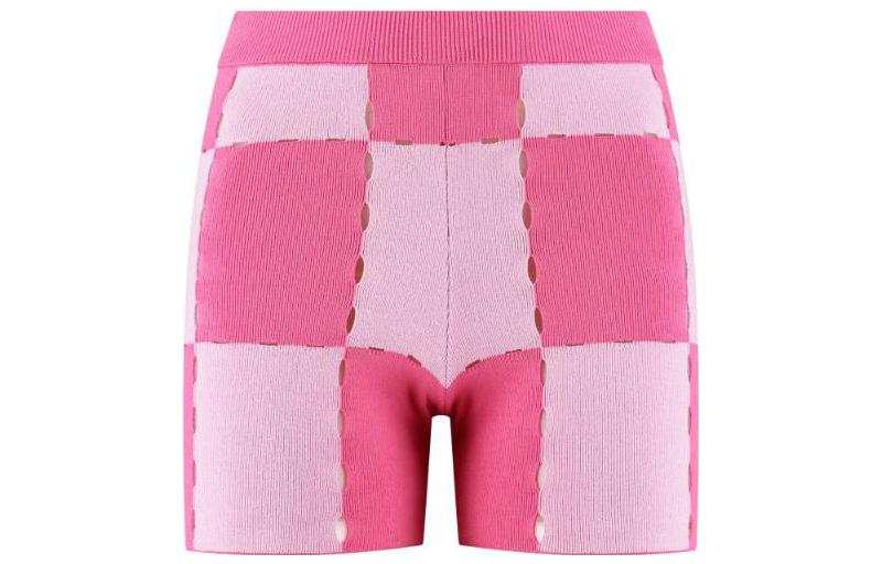 Jacquemus Jacquemus Cut Out Checkerboard Printed Knitted Shorts