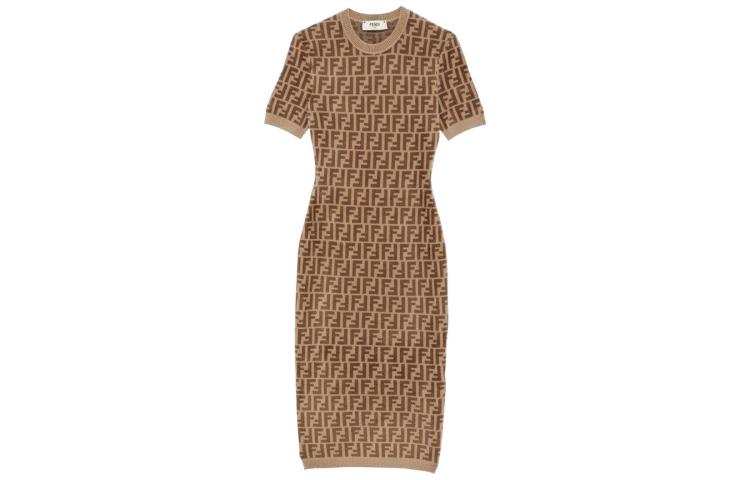 FENDI Short Sleeved Dress Women's Brown