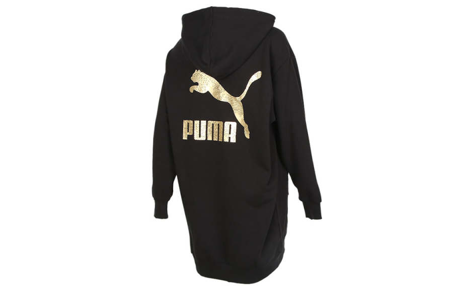 PUMA Long Sleeved Dresses Women's Black Hooded Moderate Short
