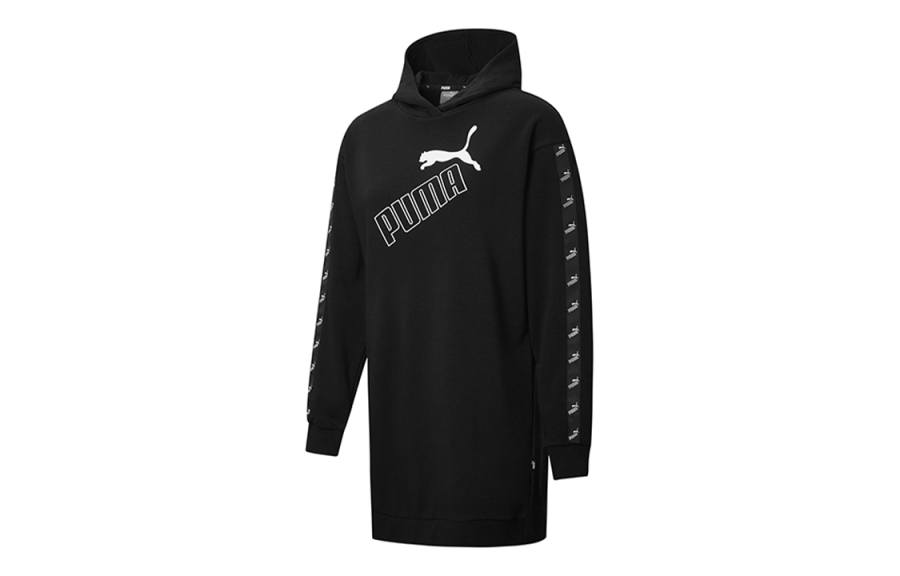 PUMA AMPLIFIED Long Sleeved Dresses Women's Black Hooded Moderate Short