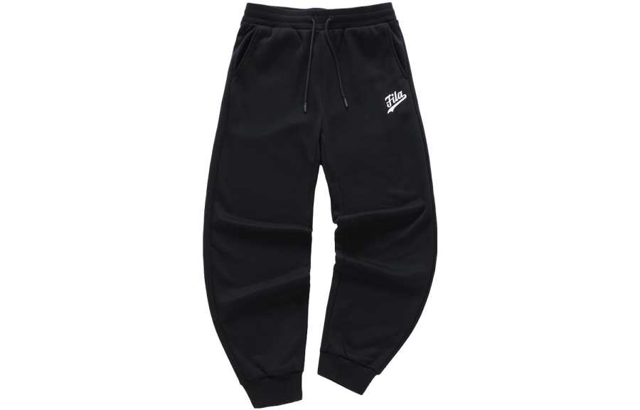 FILA FUSION Knitted Sweatpants Women's Black Moderate Cuffed Pants