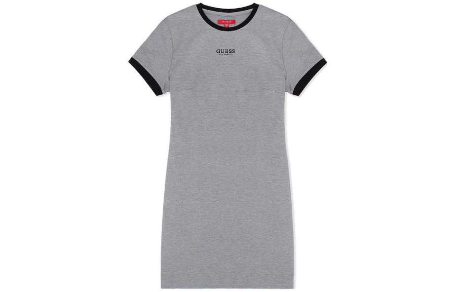 GUESS Slip Dresses Women's Heather Gray Crew Neck Moderate Short