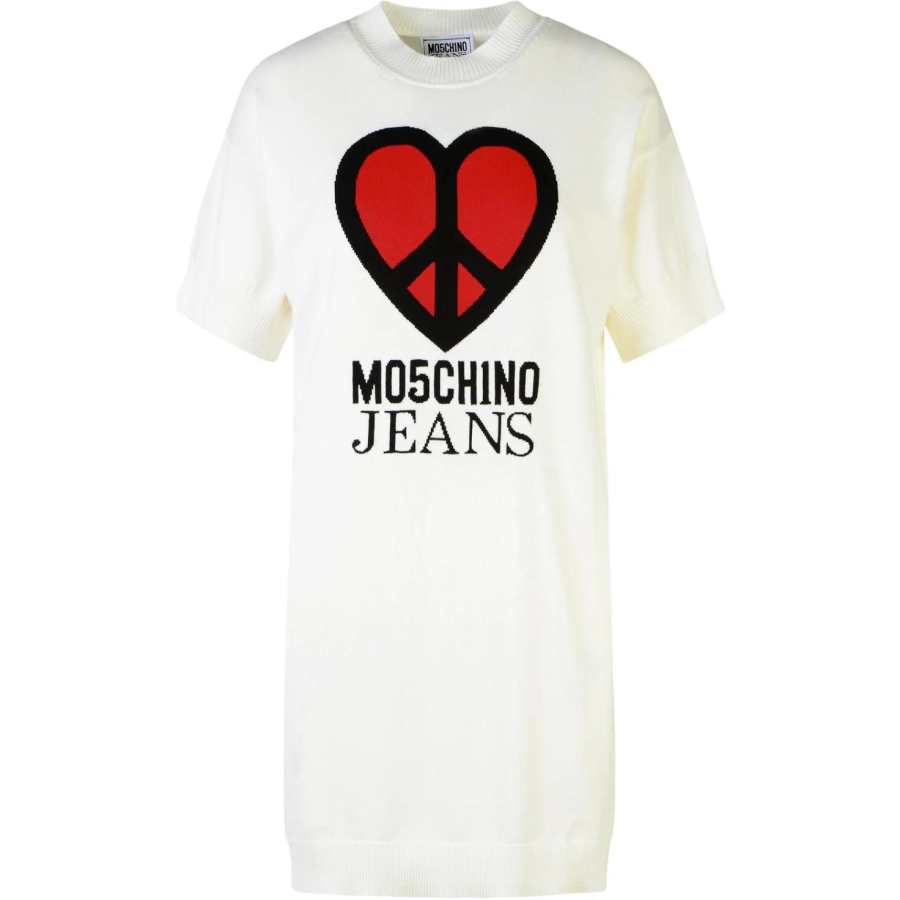 MOSCHINO Jeans Logo Intarsia Crewneck Knitted Dress