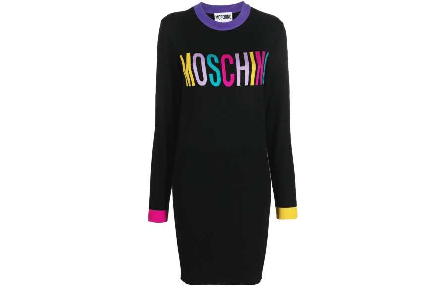 MOSCHINO Long Sleeved Dresses Women's Black Crew Neck