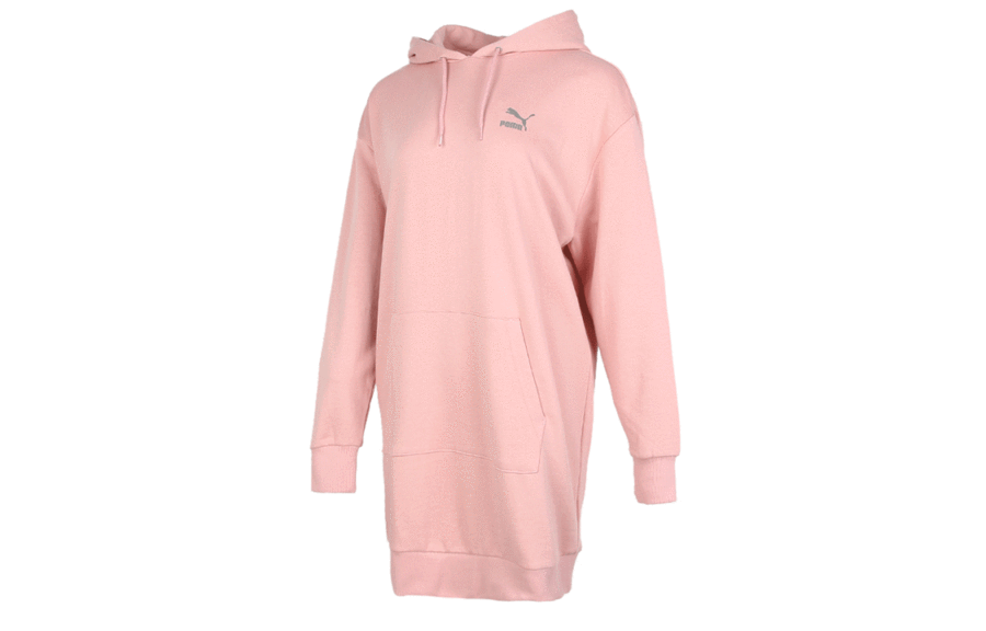 PUMA Long Sleeved Dresses Women's Pink Hooded Moderate Short