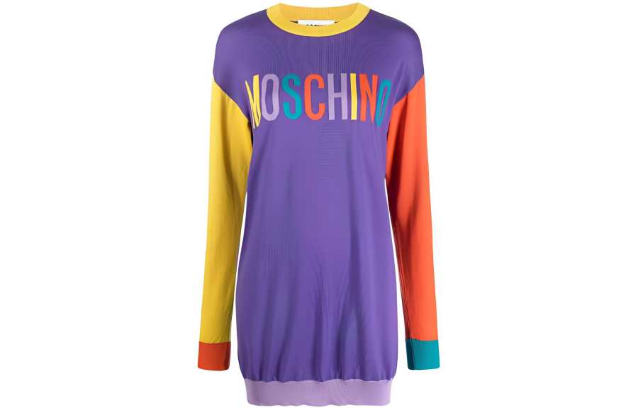 MOSCHINO Logo-print Colour-block T-shirt Dress