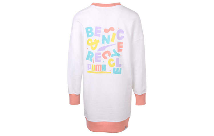 PUMA Long Sleeved Dresses Women's White Crew Neck Moderate Short