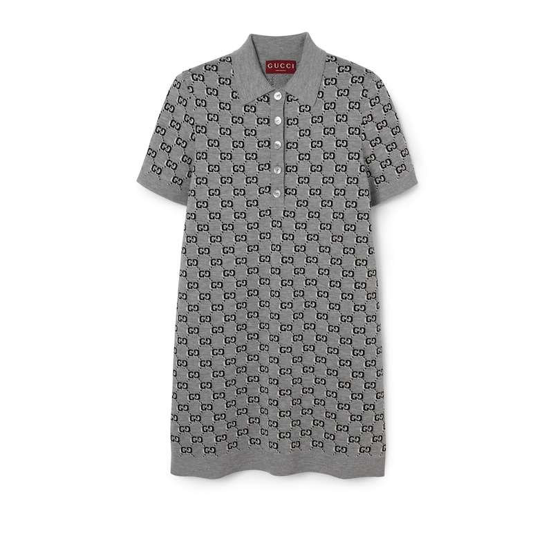 GUCCI FW24 Short Sleeved Dress Women's Gray