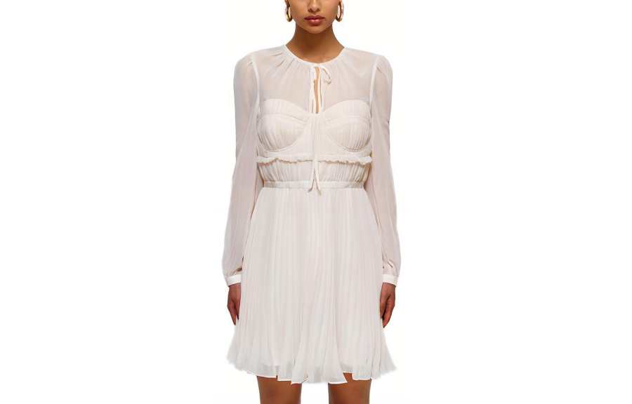 Self-portrait Self portrait Long Sleeved Dress Women's Ivory White