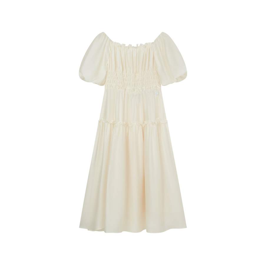 Teenie Weenie Short Sleeved Dresses Women's Ivory Square Collar Moderate Short
