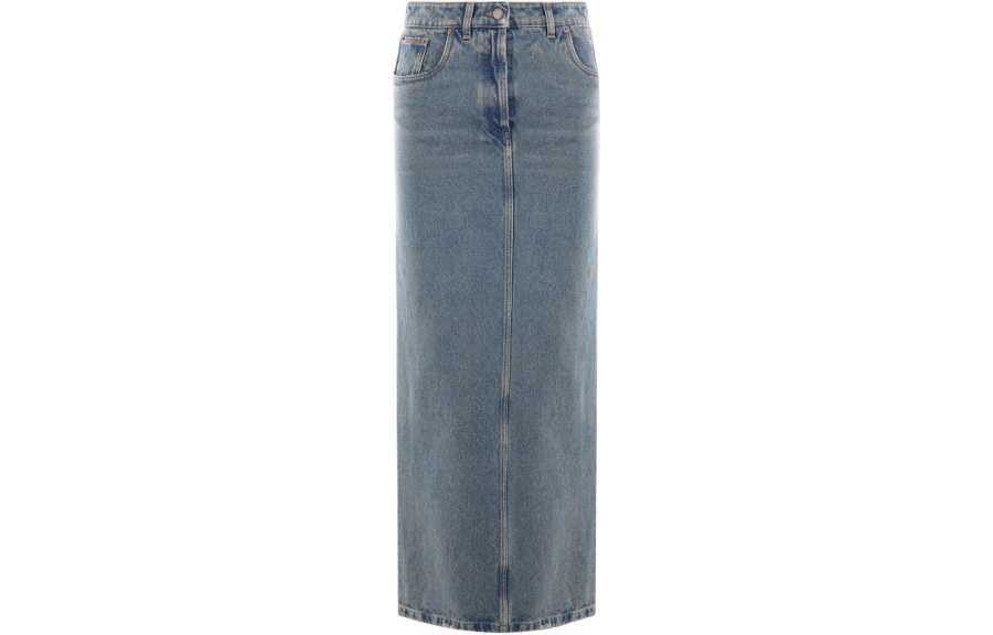 PRADA PRADA Denim Long Skirt Women's Blue