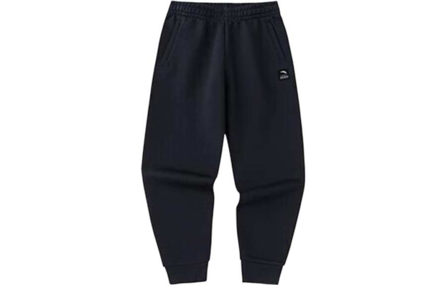 ANTA Variety Training Collection Knitted Sweatpants Women's Black Thickened Cuffed Pants