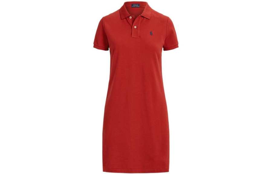 Polo Ralph Lauren SS22 Short Sleeved Dress Straight Fit Version Women's Red