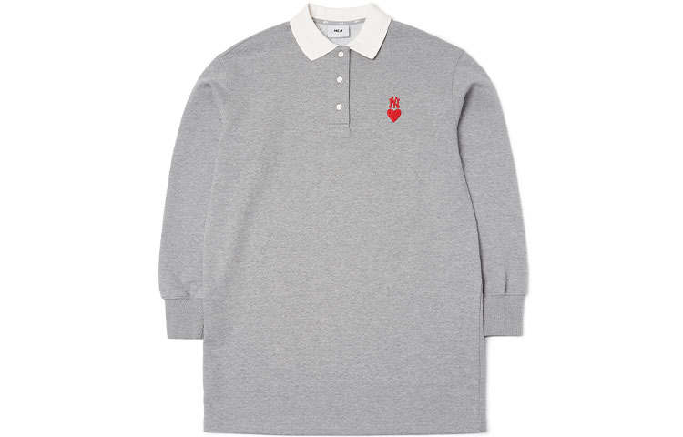 MLB Long Sleeved Dresses Women's Gray Polo Collar Moderate Short