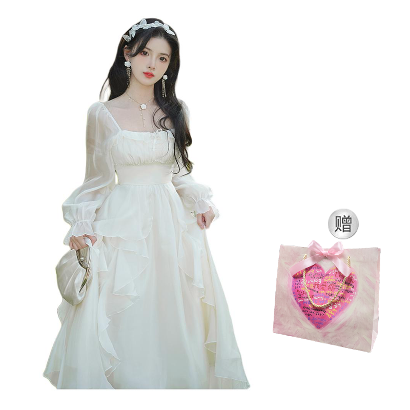 Cosyism Long Sleeved Dress Women's Apricot Gift Box Set