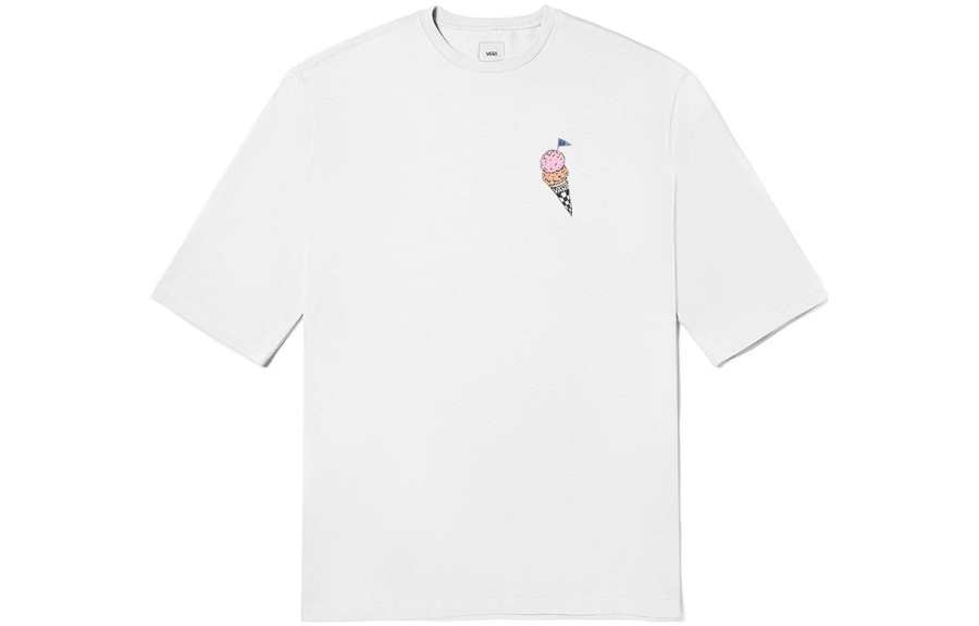 Vans Short Sleeved Dresses Women's White Crew Neck Moderate Mid Length