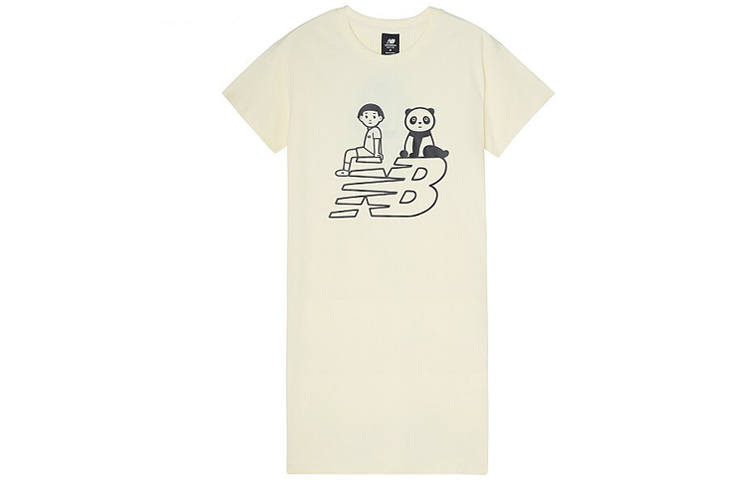 New Balance New Balance Noritake Collection Short Sleeved Dress Asian Version Women's Ivory White