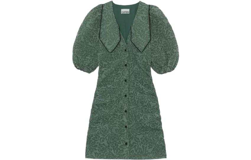 GANNI Short Sleeved Dress Women's Green