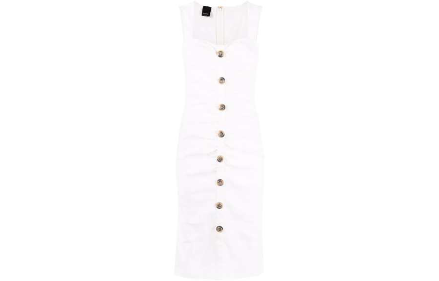 PINKO Sleeveless Dresses Women's White Crew Neck Moderate Mid Length