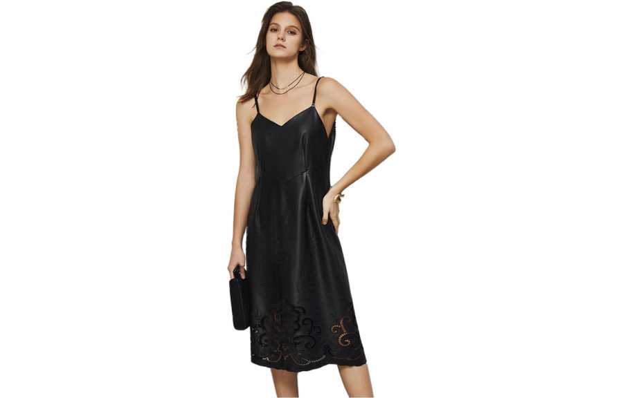 ELLE Slip Dresses Women's Black Moderate Mid Length