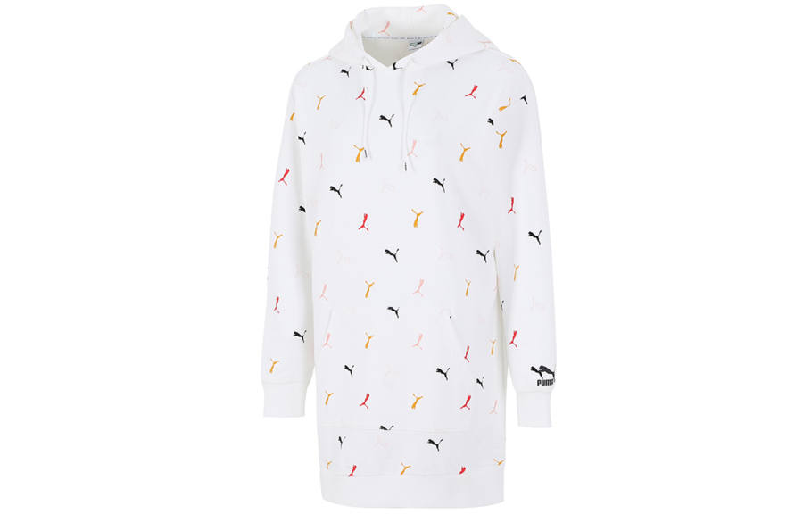 PUMA Long Sleeved Dresses Women's White Hooded Moderate Short