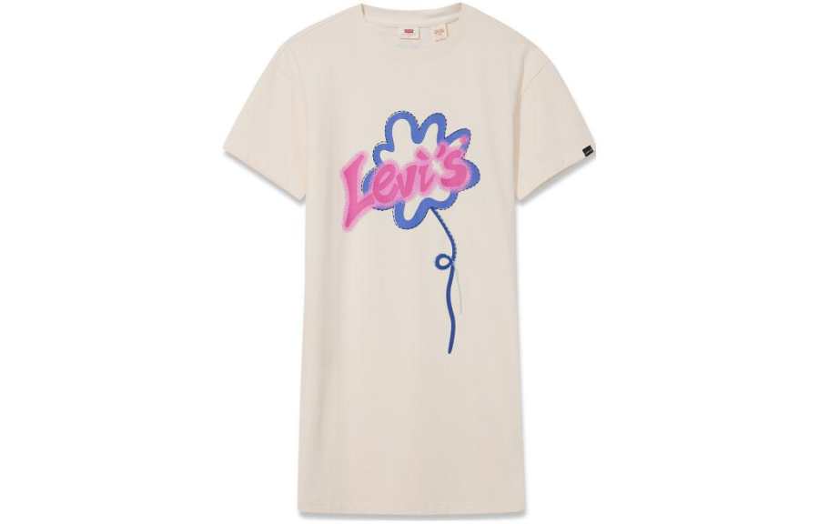Levis Short Sleeved Dresses Women's Apricot Crew Neck Moderate