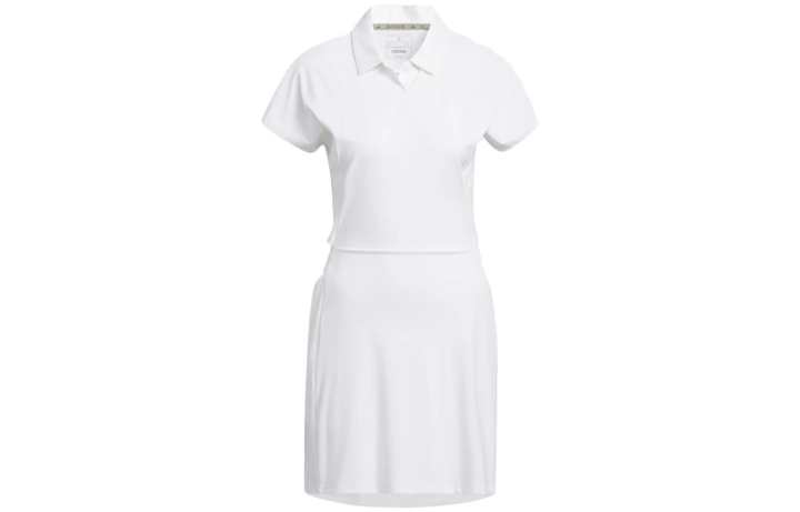Adidas Adidas Short Sleeved Dresses Women's White Square Collar Moderate Mid Length