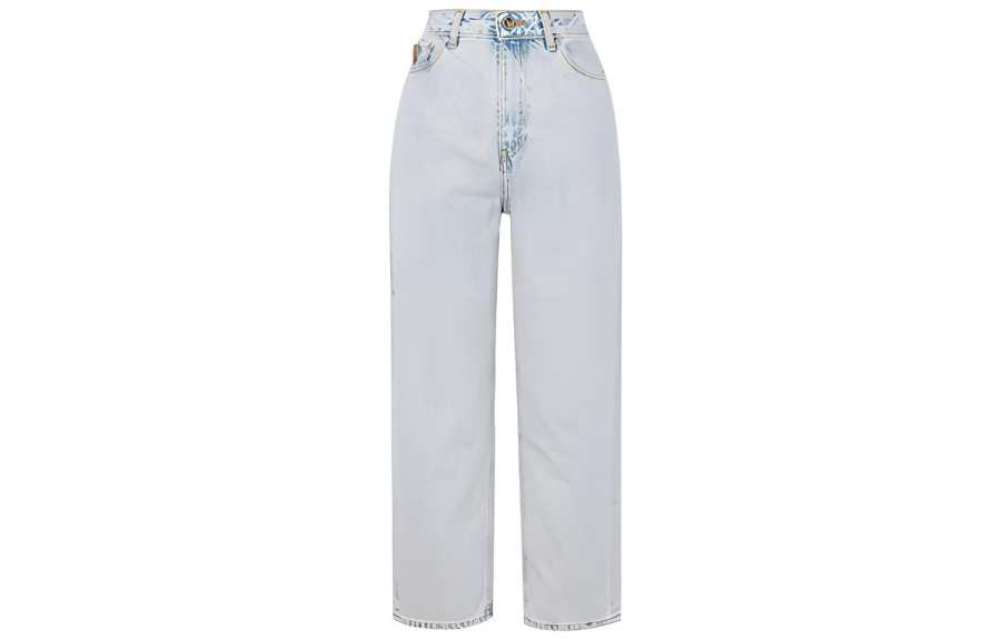 GANNI Jeans Women's Light Blue Moderate Straight Fit Pants