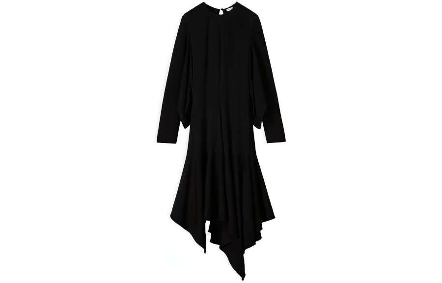 LOEWE Long Sleeved Dresses Women's Black Crew Neck Moderate Long